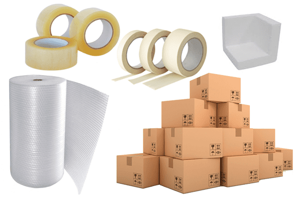 Pack de material de embalaje para mudanza. caja burbujas mudanza cinta